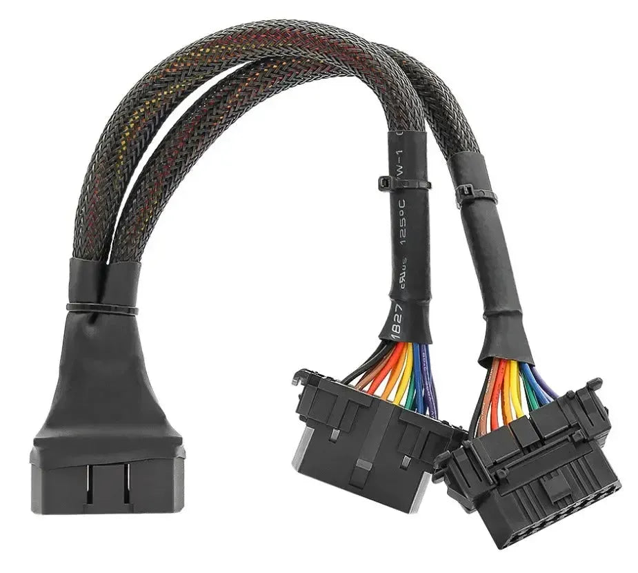 Câble de rallonge et répartiteur OBD2 16 broches en nylon 2 pièces (30 cm) | Interface