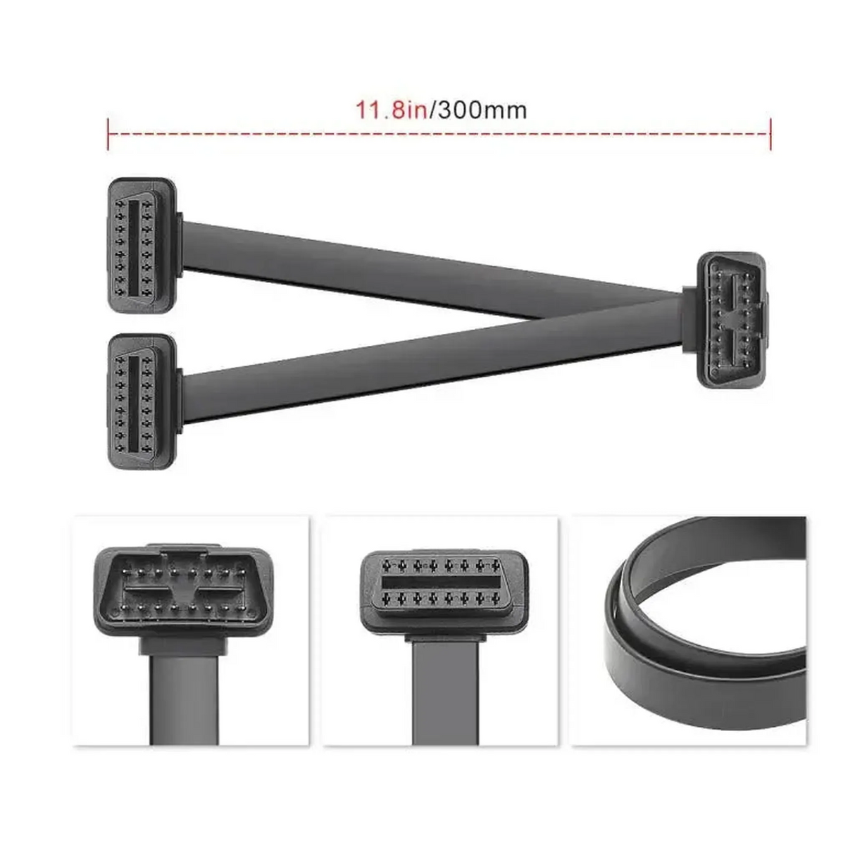 Câble prolongateur et répartiteur OBD2 16 broches 2 pièces (30 cm) | Interface