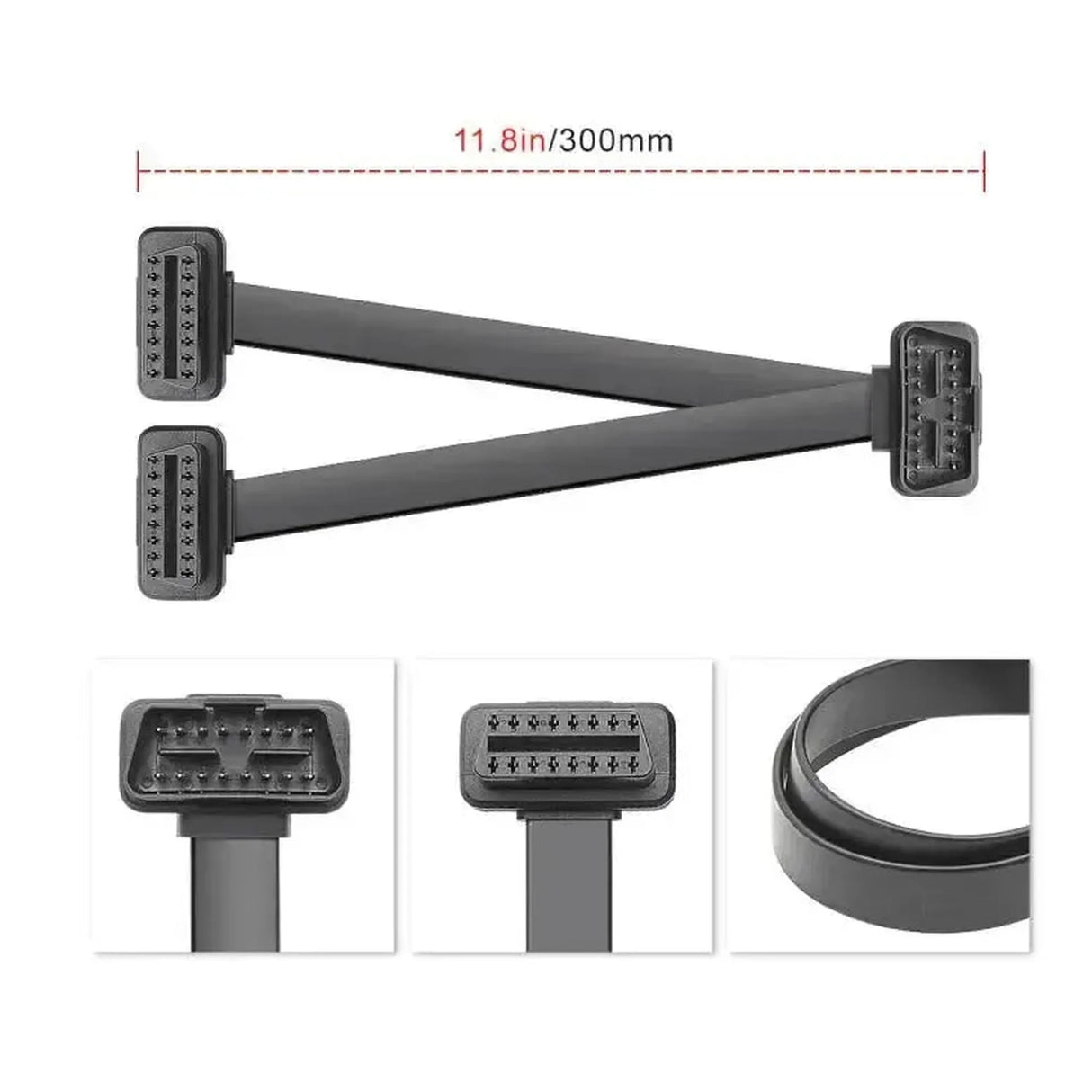 Câble prolongateur et répartiteur OBD2 16 broches 2 pièces (30 cm) | Interface