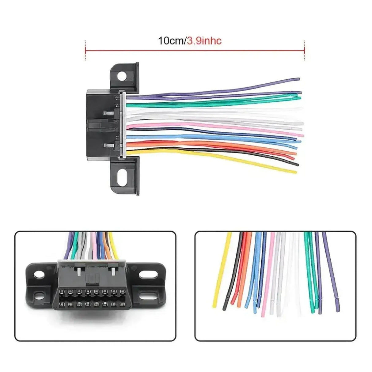 Port OBD2 16 broches (Femelle) avec 16 câbles à extrémité ouverte (10 cm) | Accessoires