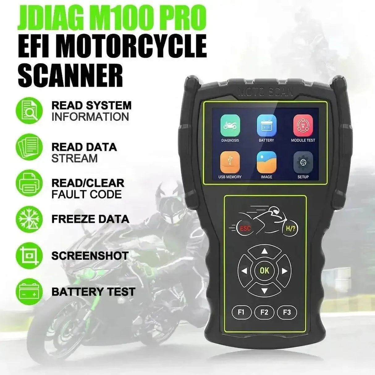 JDiag M100 Pro Appareil de diagnostic complet pour Moto