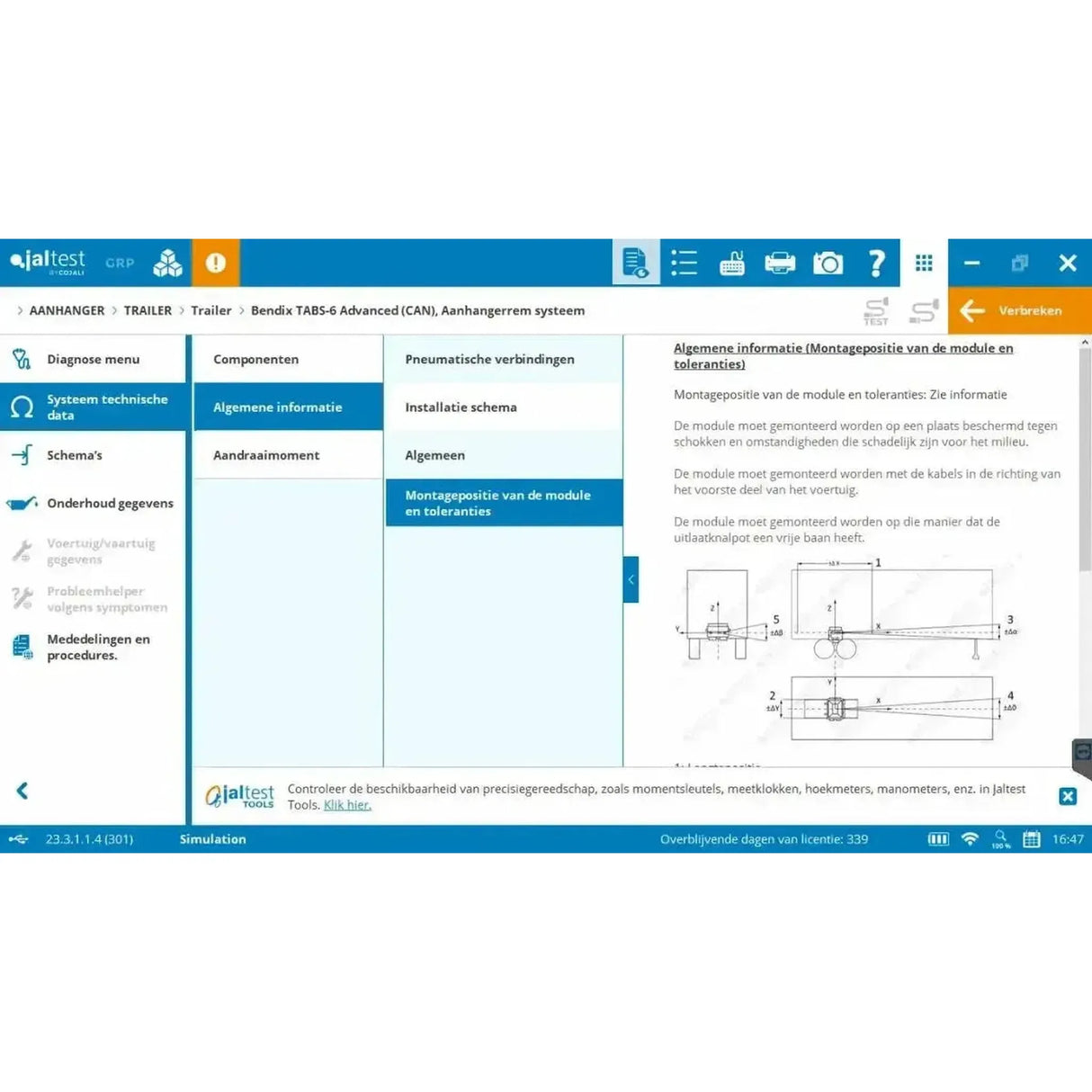 Jaltest Appareil de diagnostic pour remorque