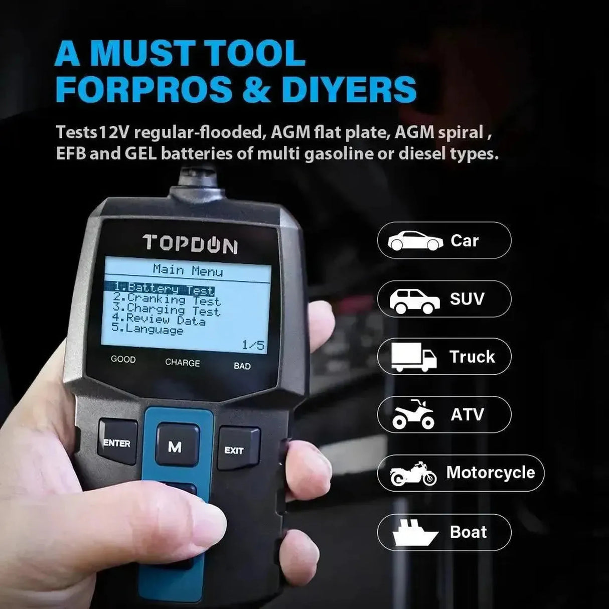 Topdon BT100 | Testeur de batterie