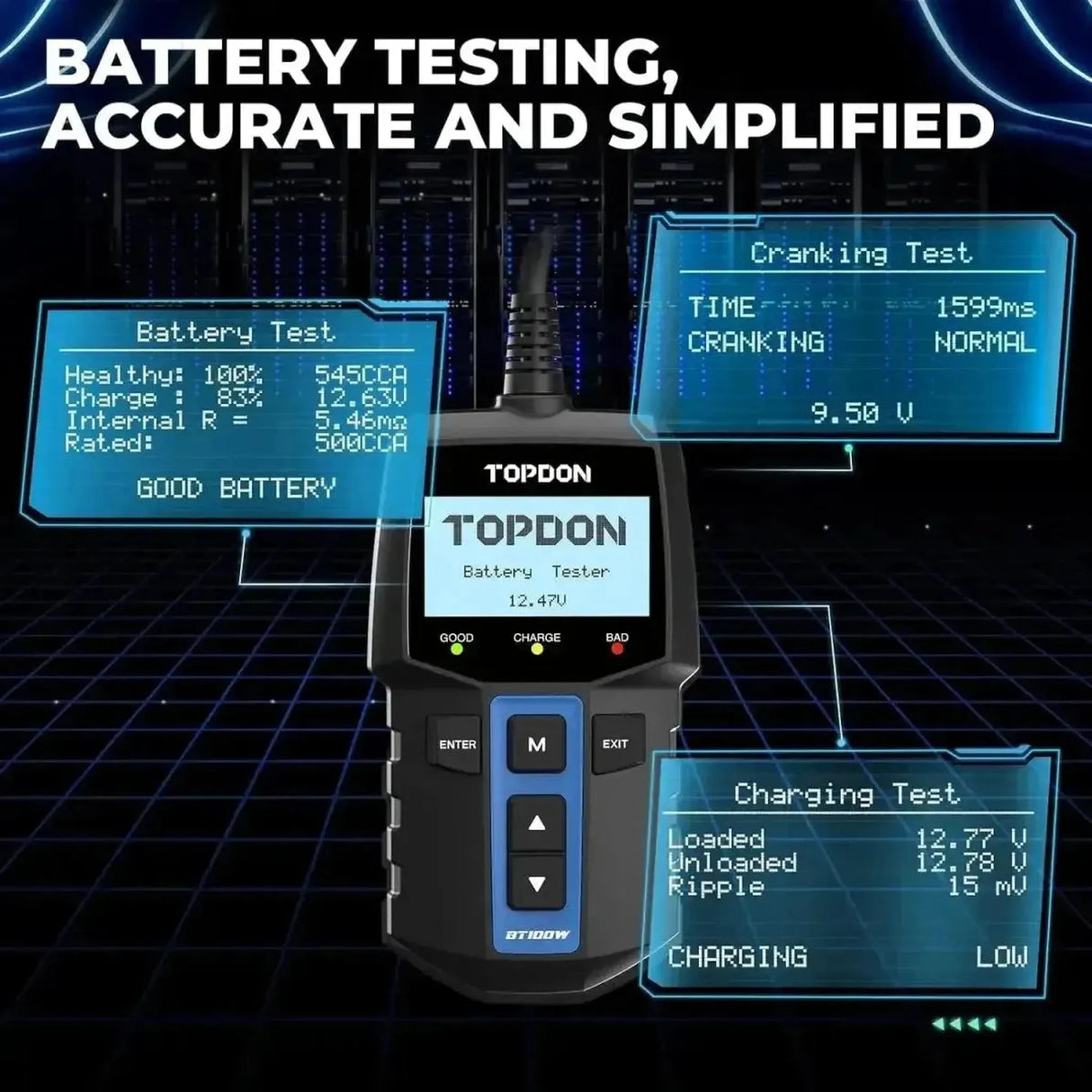 Topdon BT100W | Testeur de batterie