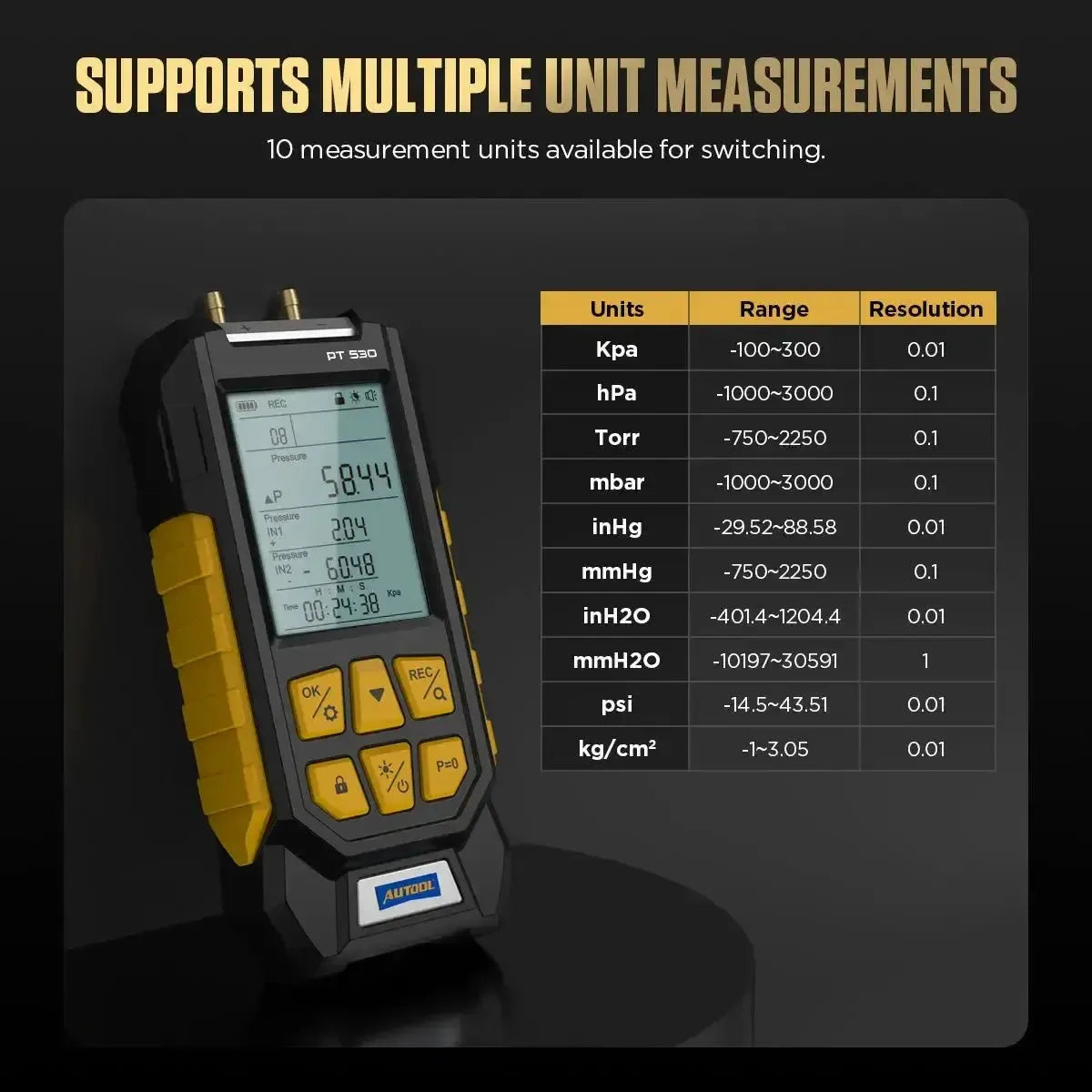 Autool PT530 | Testeur de pression d'air