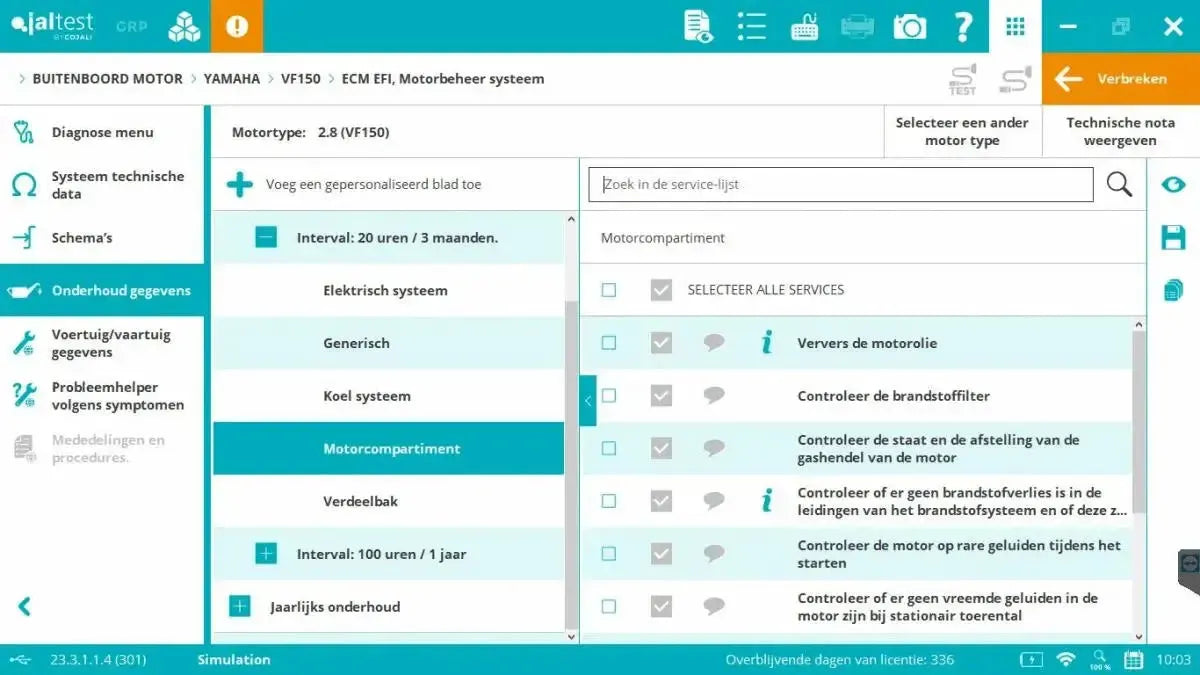 Jaltest Marine (Hors-bord) Appareil de diagnostic
