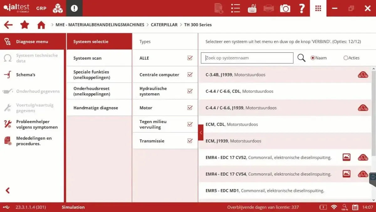 Jaltest MHE (Matériel de manutention) Appareil de diagnostic