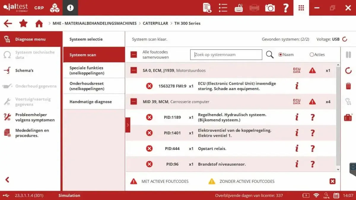 Jaltest MHE (Matériel de manutention) Appareil de diagnostic