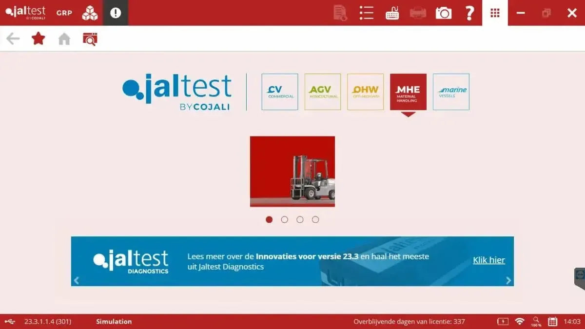 Jaltest MHE (Matériel de manutention) Appareil de diagnostic