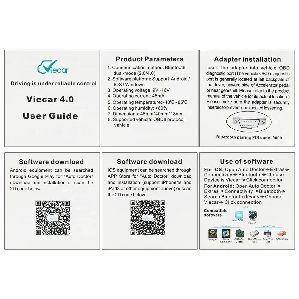 Viecar Mini OVC100 | Interface ELM327 (Bluetooth 4.0)