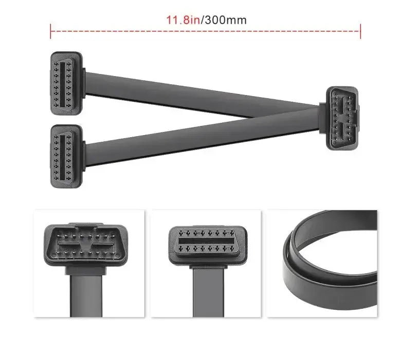 Câble de rallonge et répartiteur OBD2 16 broches 2 pièces (30 cm) | Interface