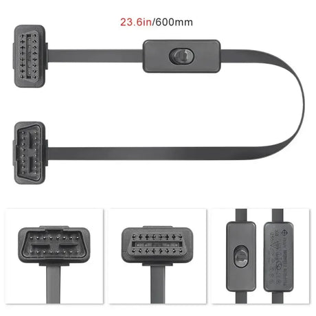 Câble de rallonge OBD2 16 broches avec interrupteur (60 cm) | Interface