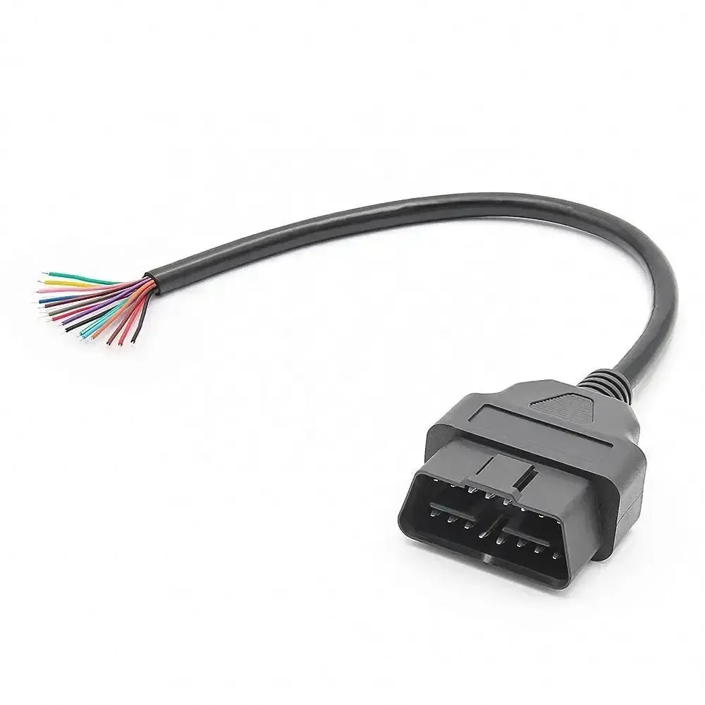 Connecteur OBD2 16 broches (mâle) avec 16 câbles à extrémité ouverte – 30 cm