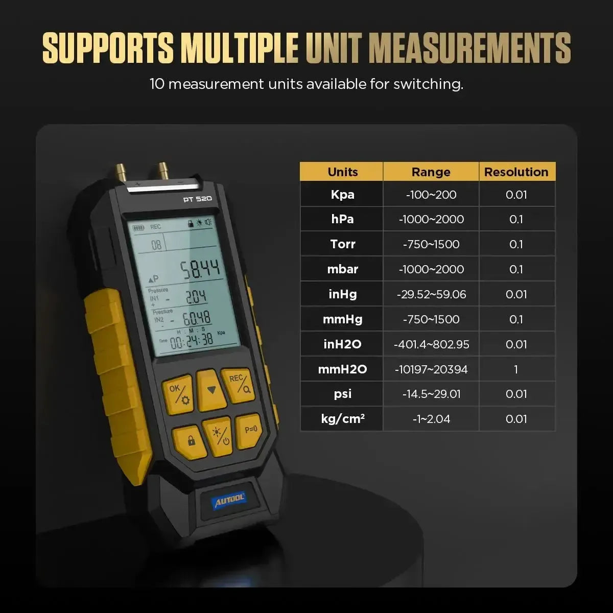 Autool PT520 | Testeur de pression d'air