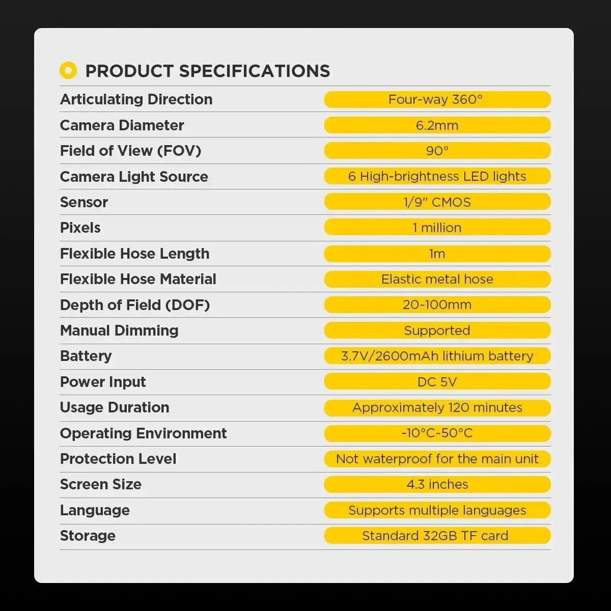 Autool SVB308 | Caméra d'inspection (6.2 mm)