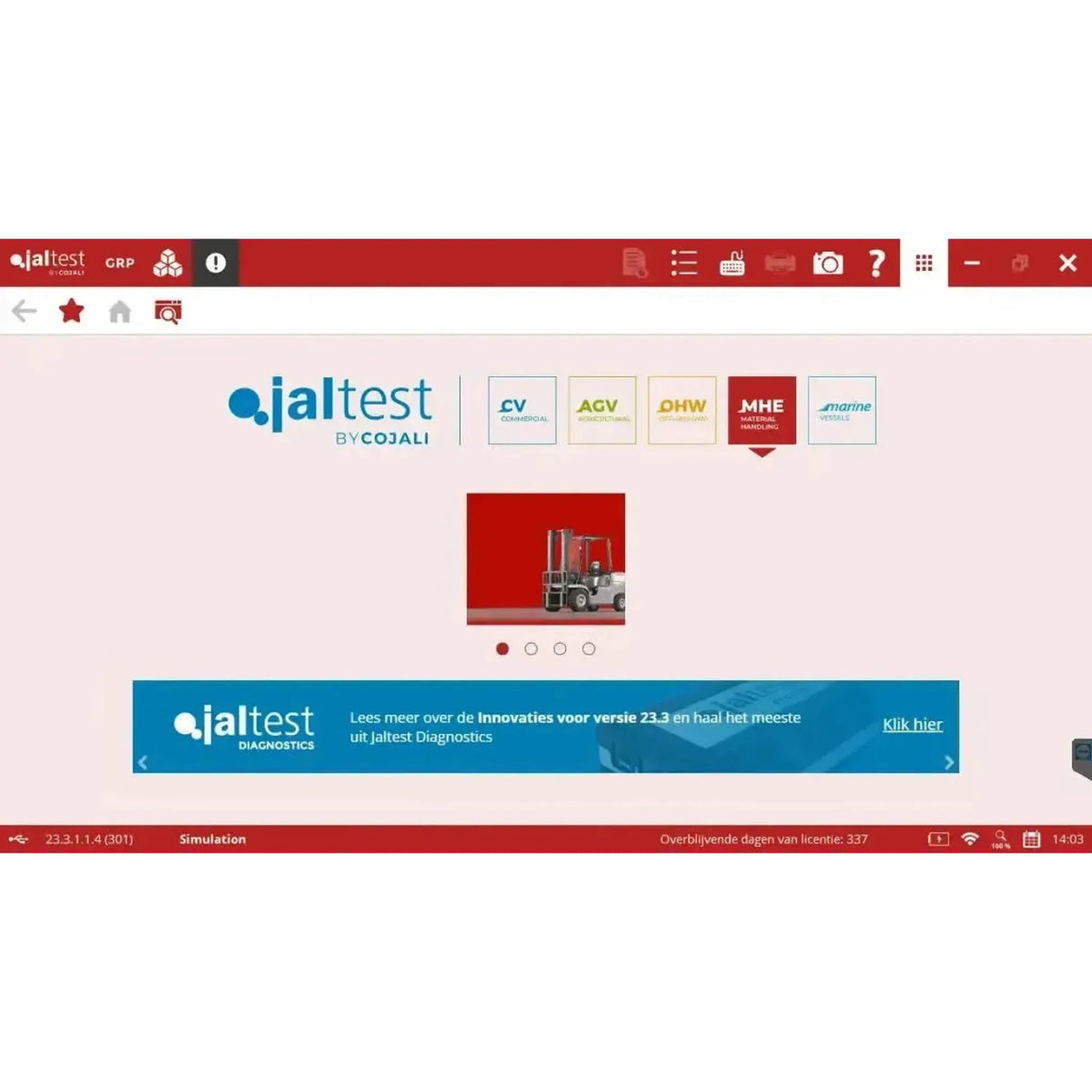 Jaltest MHE (Équipement de manutention) Appareil de diagnostic