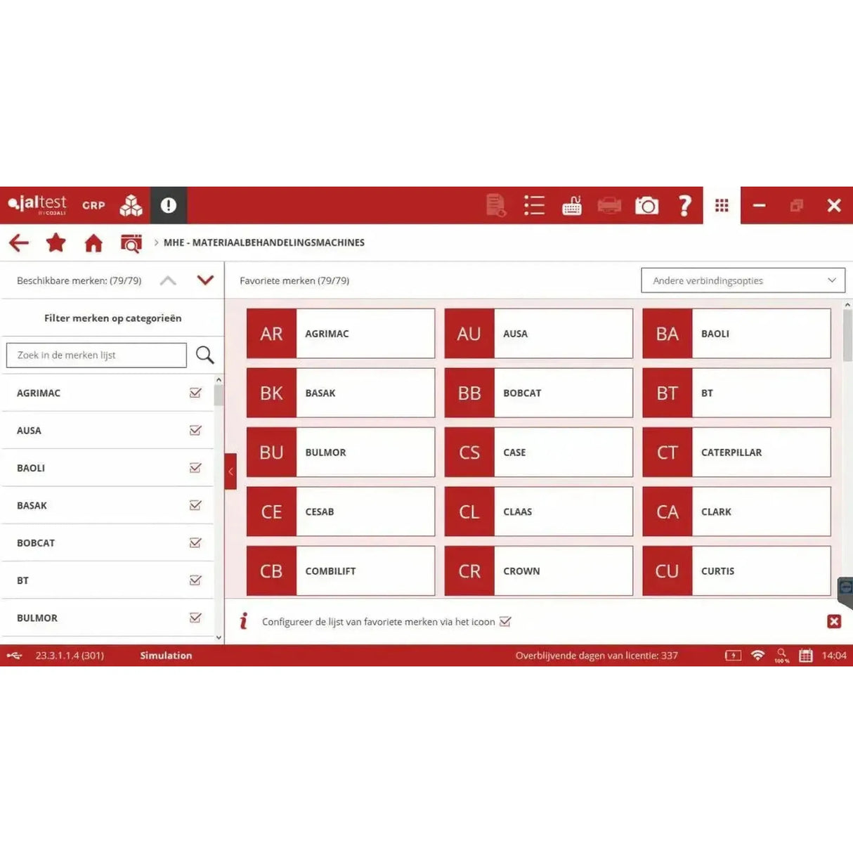 Jaltest MHE (Équipement de manutention) Appareil de diagnostic