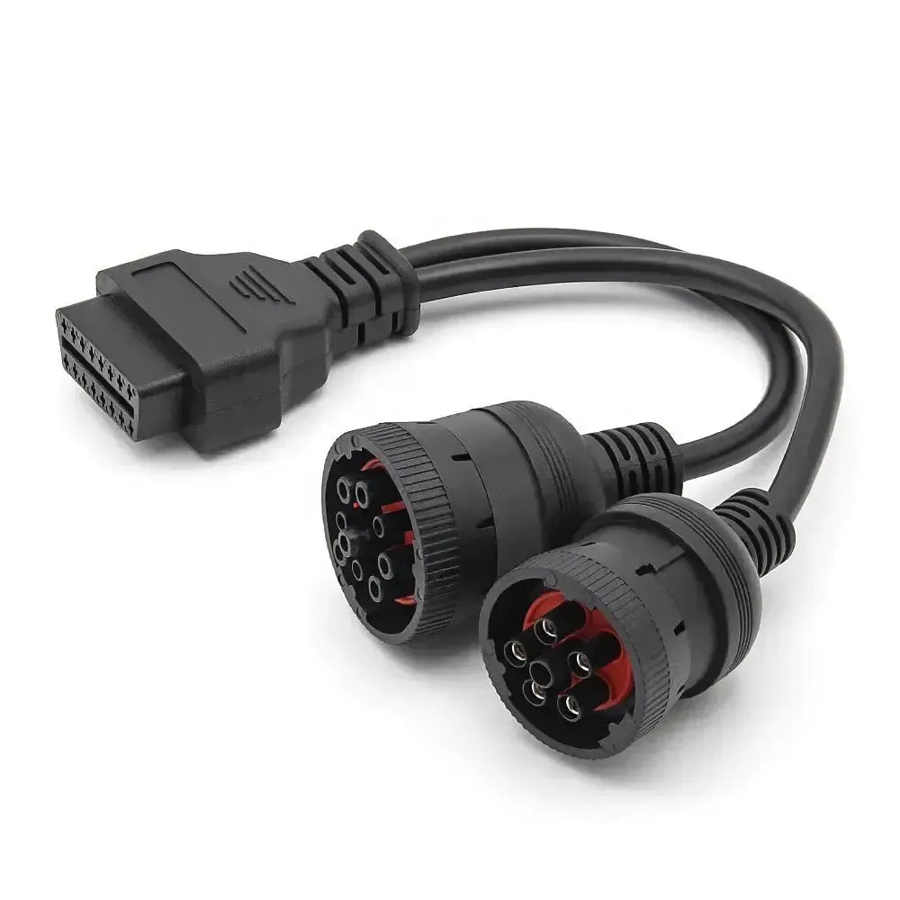 Câble adaptateur universel 6 broches J1708 + 9 broches J1939 - 16 broches OBD2 pour véhicules utilitaires et de travail