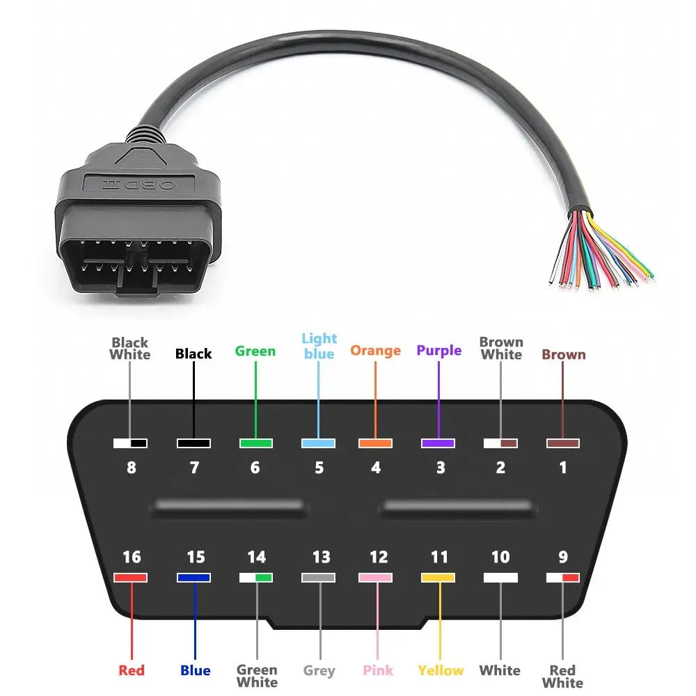 AsTools 16 Pins OBD2 Stekker Mannetje Met 16 Open Eindkabels Verloopkabel 30 cm
