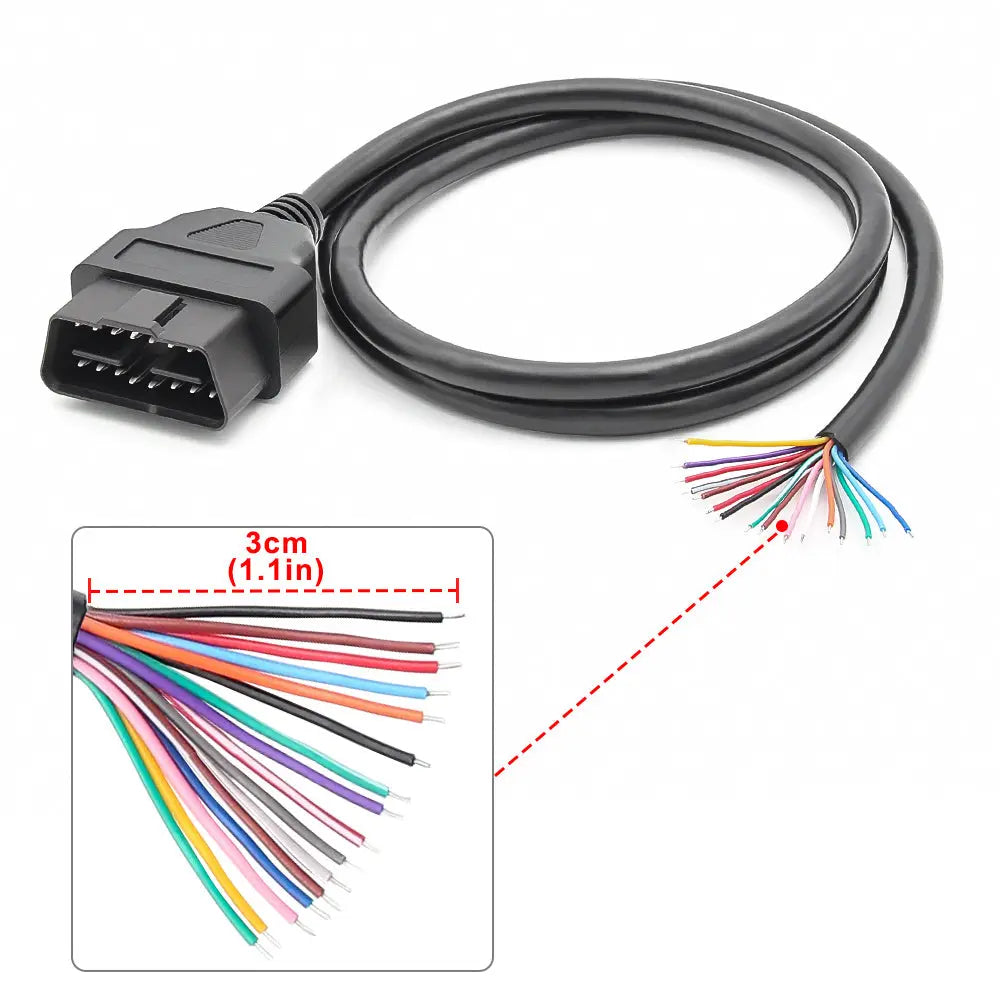 AsTools 16 Pins OBD2 Stekker Mannetje Met 16 Open Eindkabels Verloopkabel 100 cm