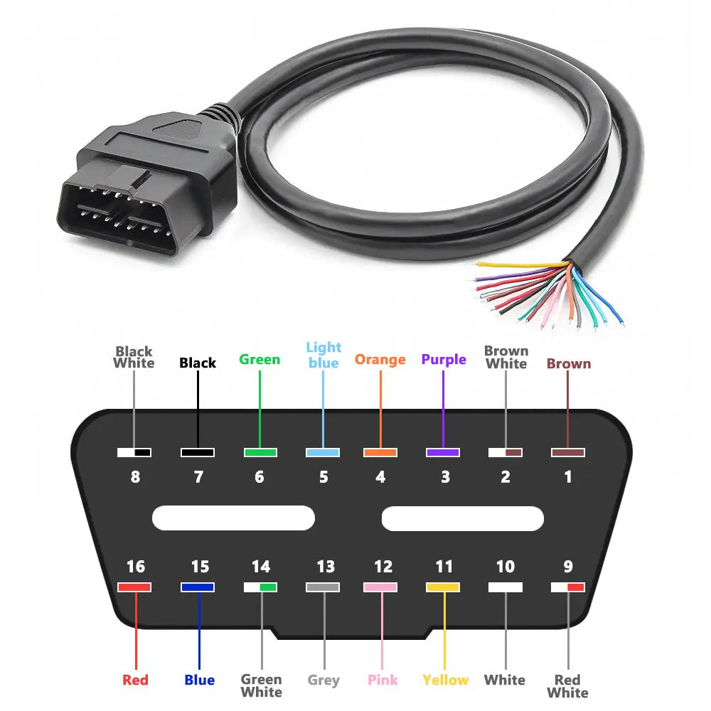 AsTools 16 Pins OBD2 Stekker Mannetje Met 16 Open Eindkabels Verloopkabel 100 cm