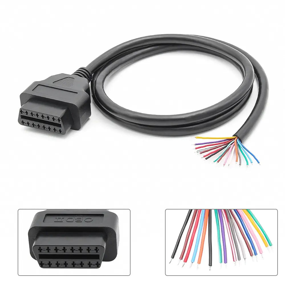 AsTools 16 Pins OBD2 Stekker Vrouwtje Met 16 Open Eindkabels Verloopkabel 100 cm