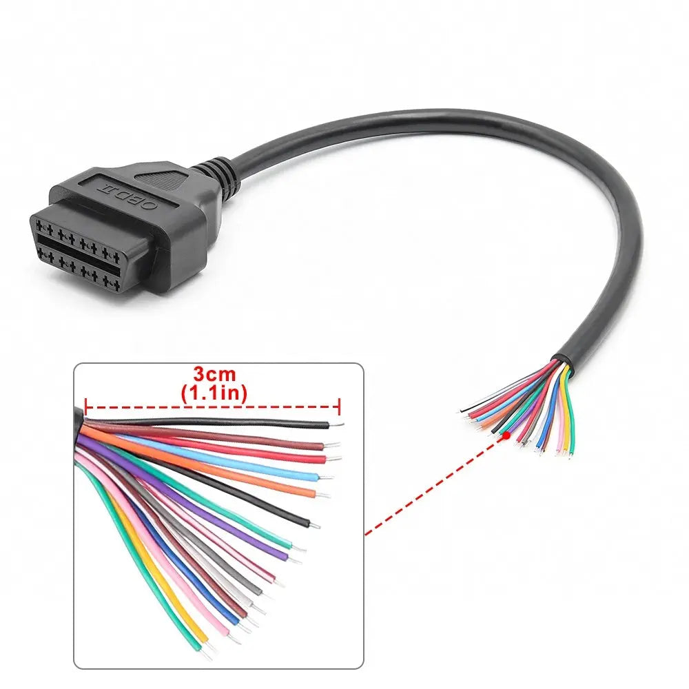 AsTools 16 Pins OBD2 Stekker Vrouwtje Met 16 Open Eindkabels Verloopkabel 30 cm