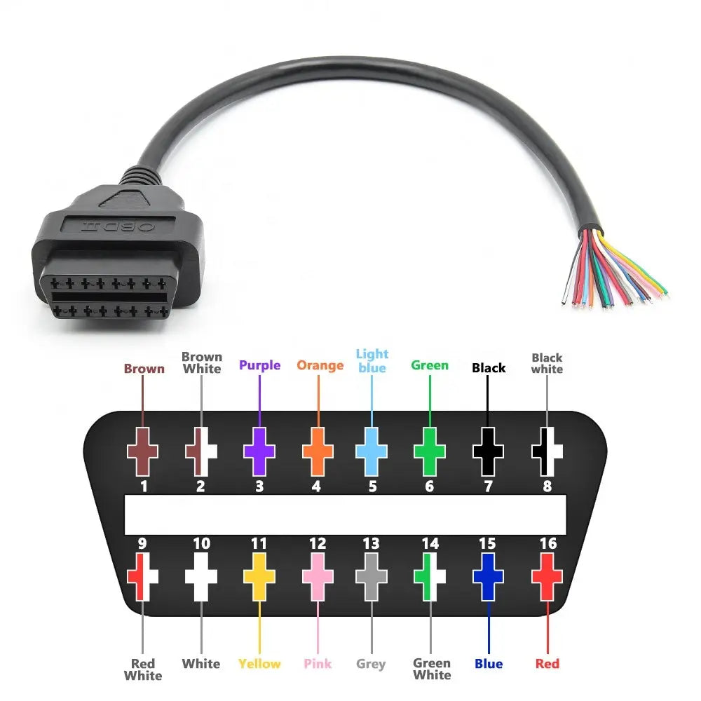 AsTools 16 Pins OBD2 Stekker Vrouwtje Met 16 Open Eindkabels Verloopkabel 30 cm