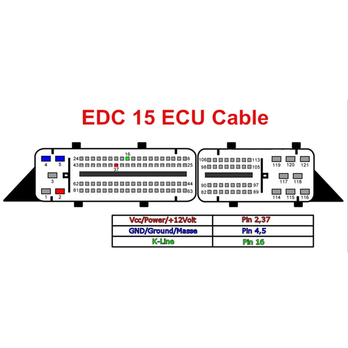 AsTools EDC15 ECU - 16 Pins OBD2 Verloopkabel