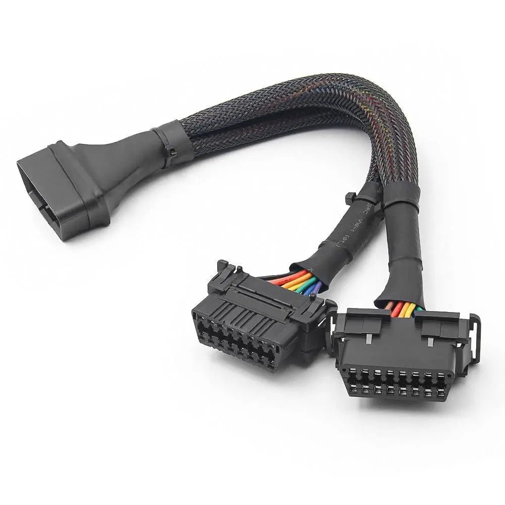 AsTools Universele 16 Pins OBD2 Nylon Verleng- Splitterkabel 2-Delig 30 cm