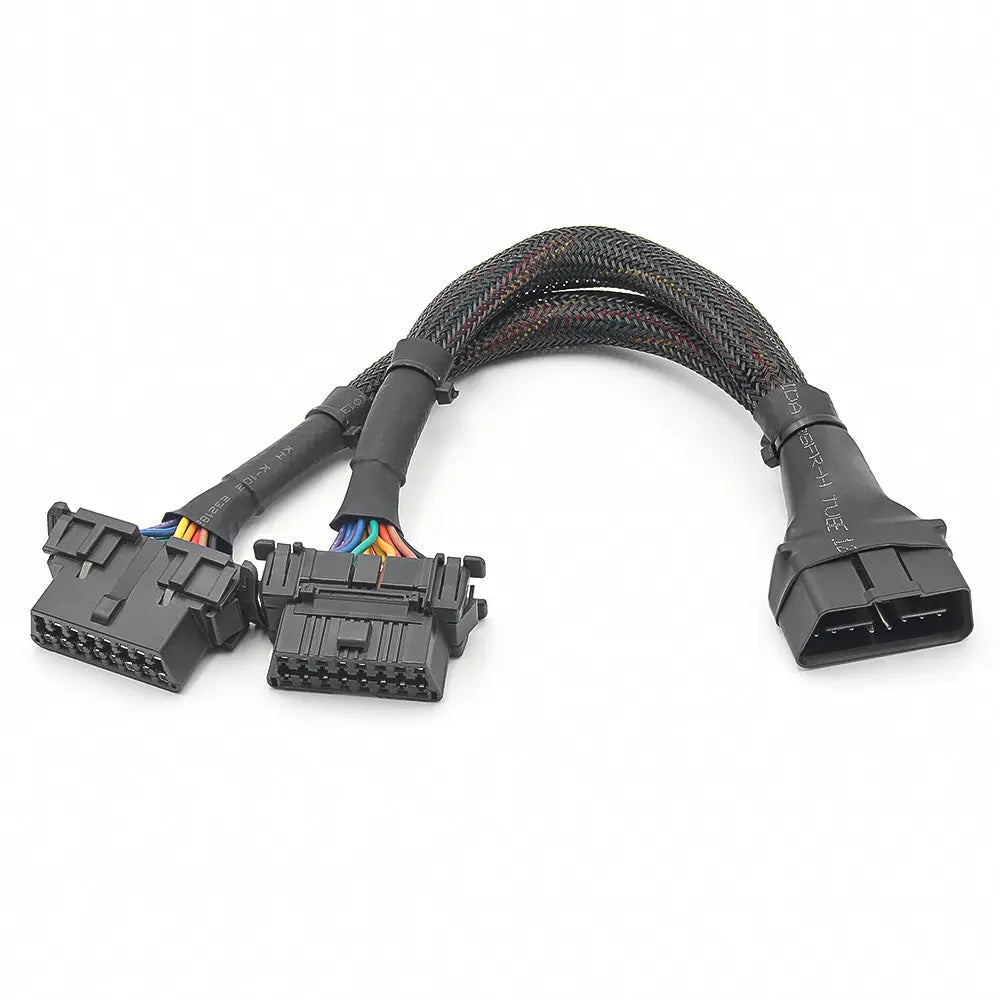 AsTools Universele 16 Pins OBD2 Nylon Verleng- Splitterkabel 2-Delig 30 cm