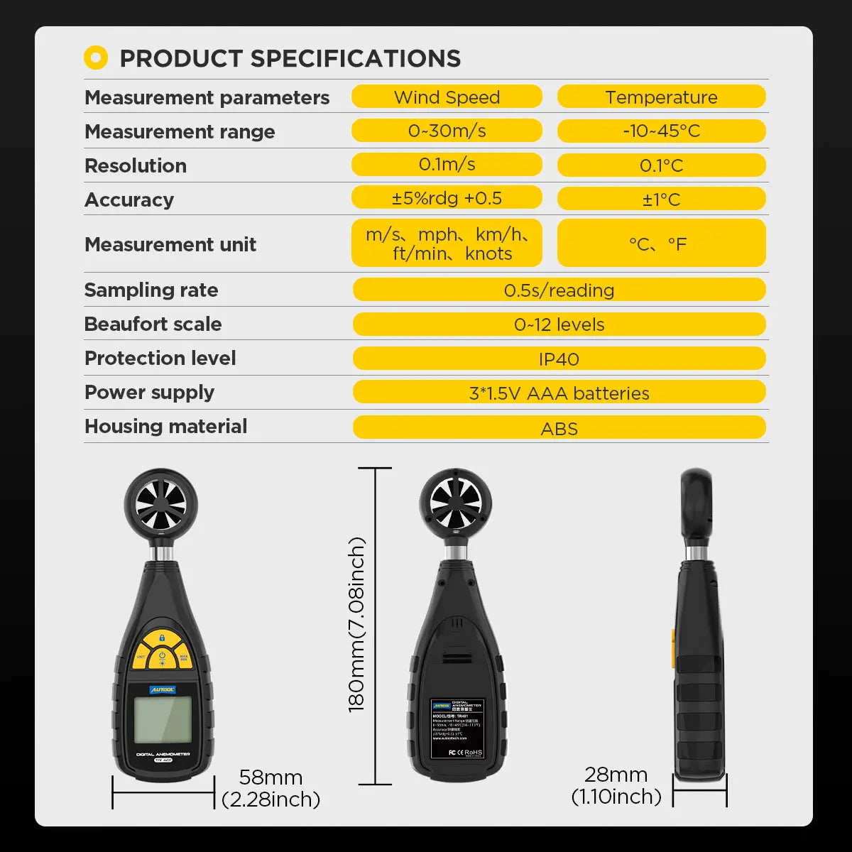 Autool Autool TR401 Anemometer