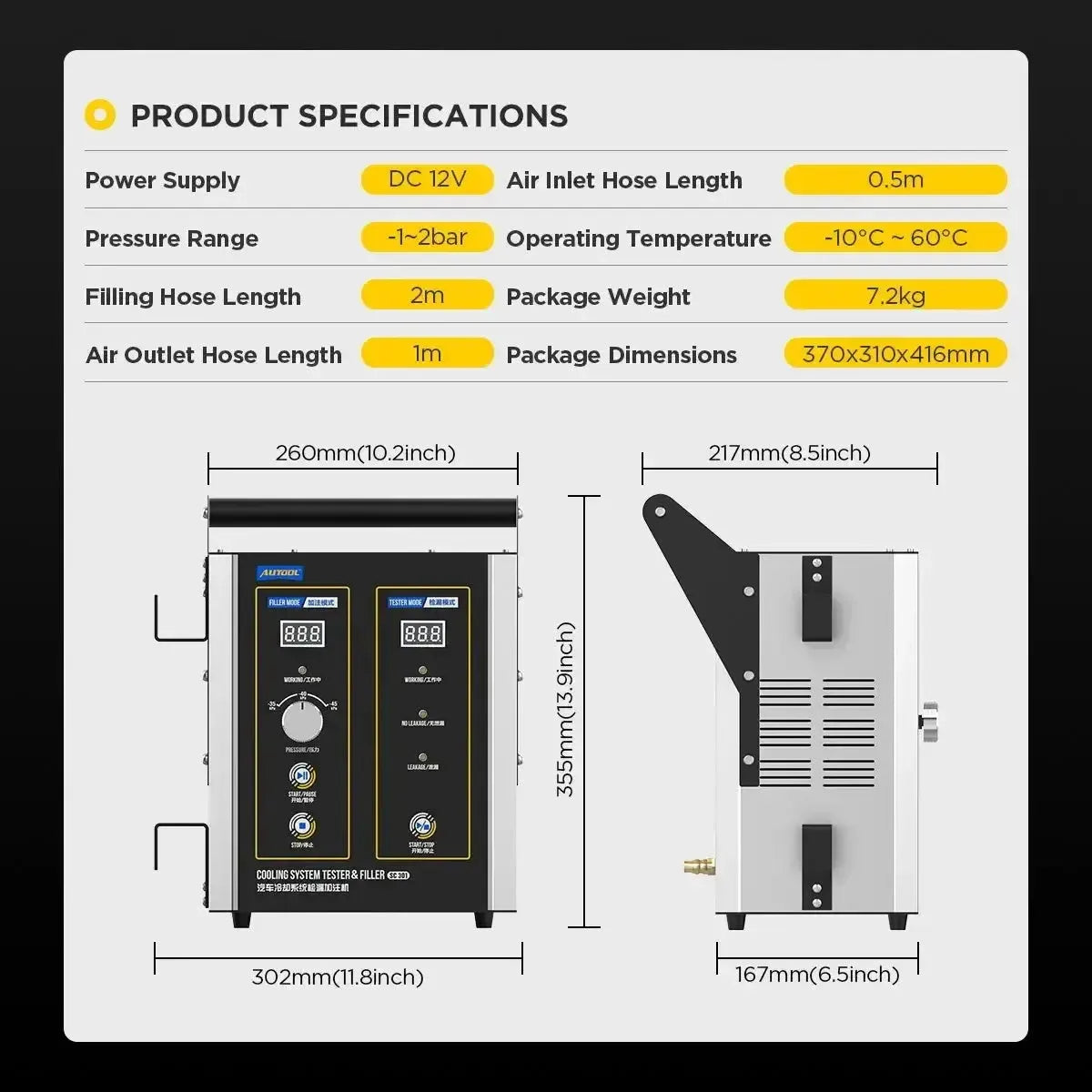 Autool SC301 Testeur de liquide de refroidissement & purgeur