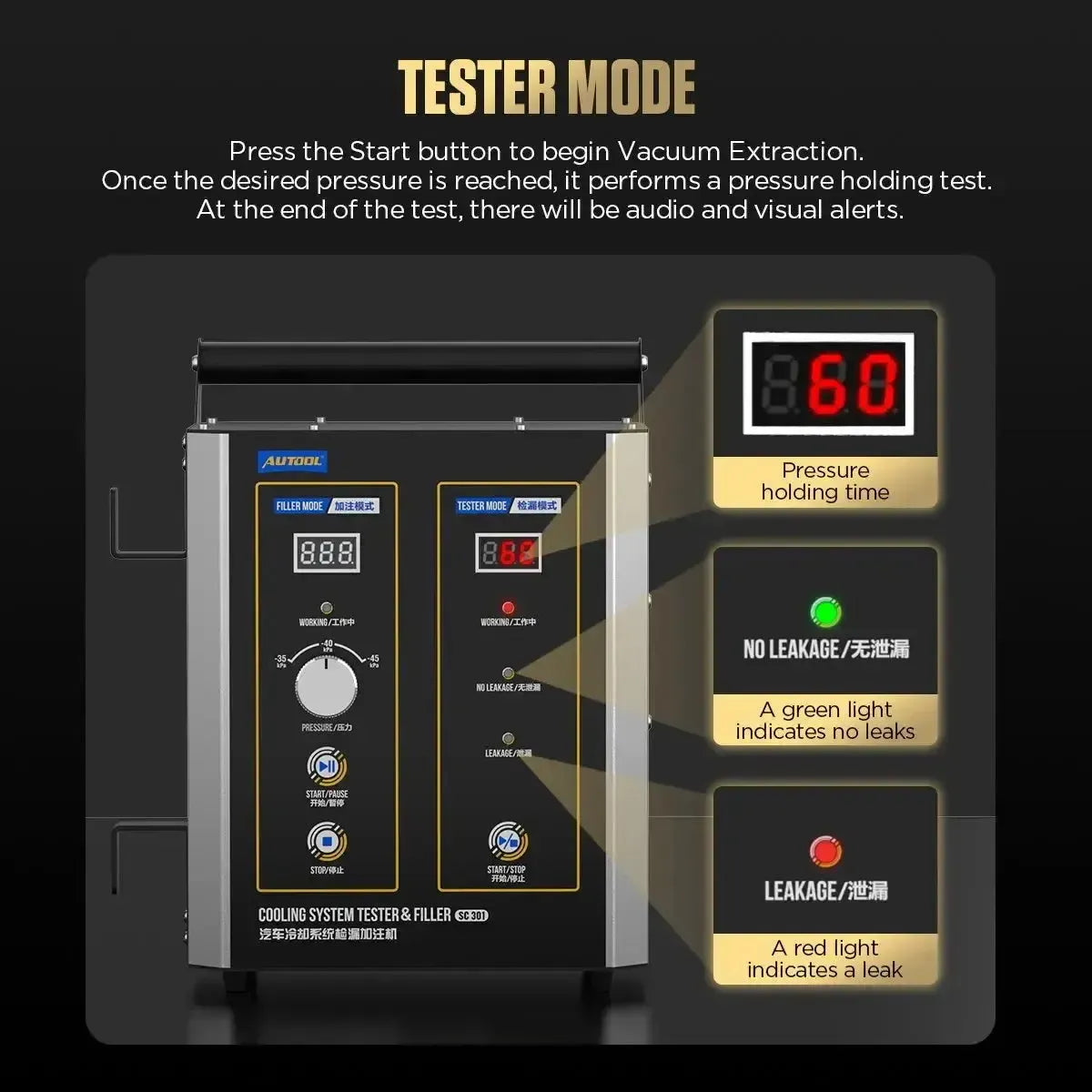 Autool SC301 Testeur de liquide de refroidissement & purgeur