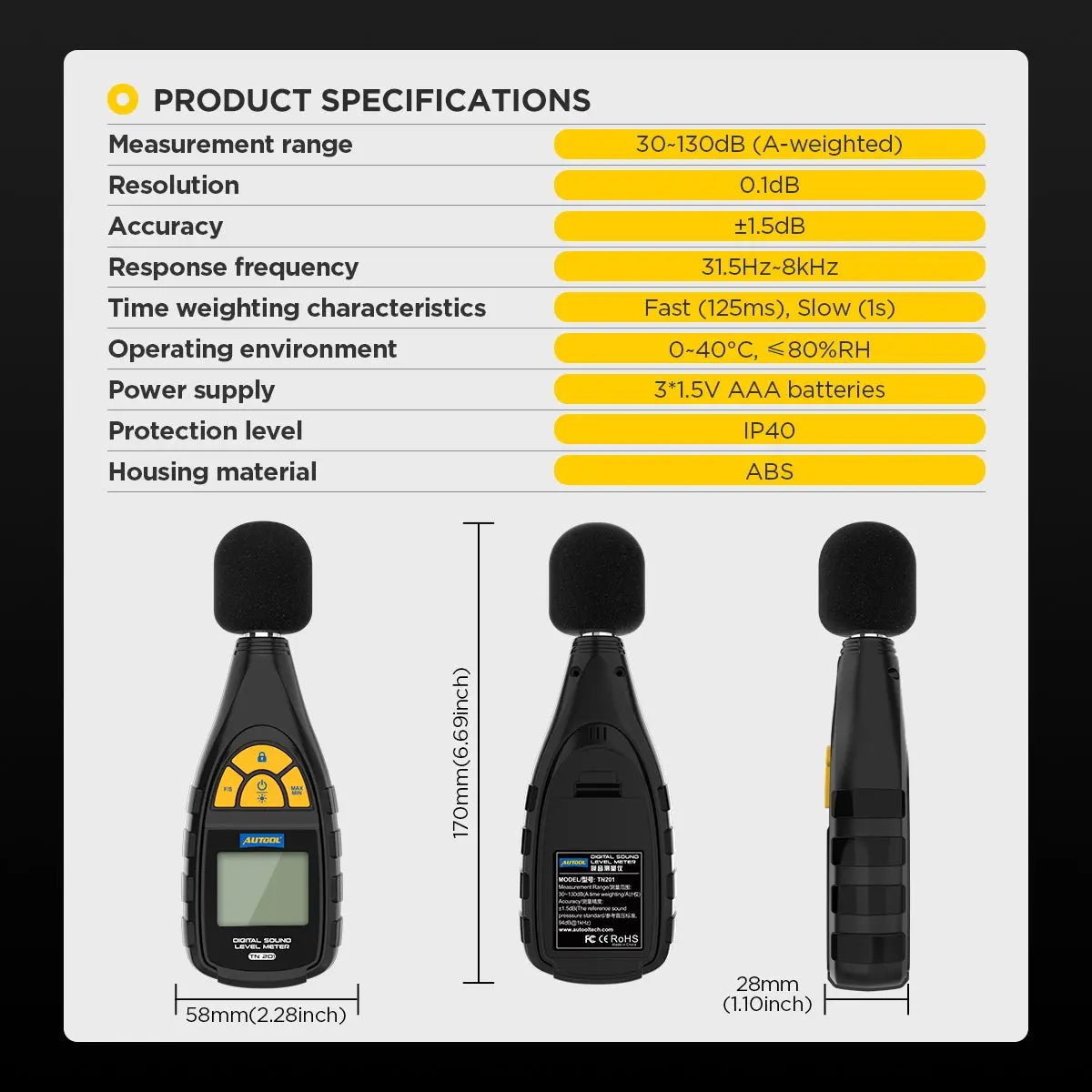 Autool TN201 Decibelmeter