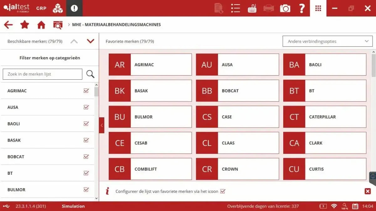 Jaltest MHE (Matériel de manutention) Appareil de diagnostic