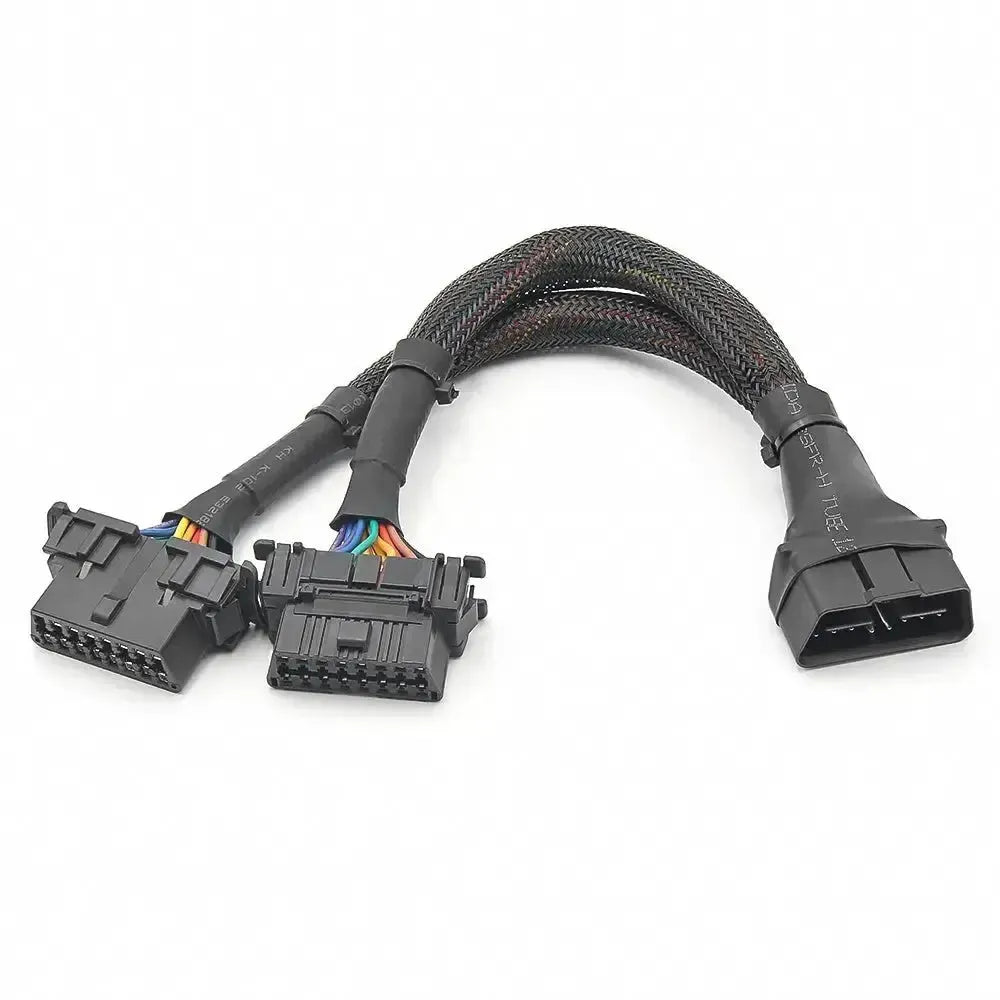 Câble de rallonge et répartiteur universel OBD2 16 broches en nylon 2 pièces (30 cm)