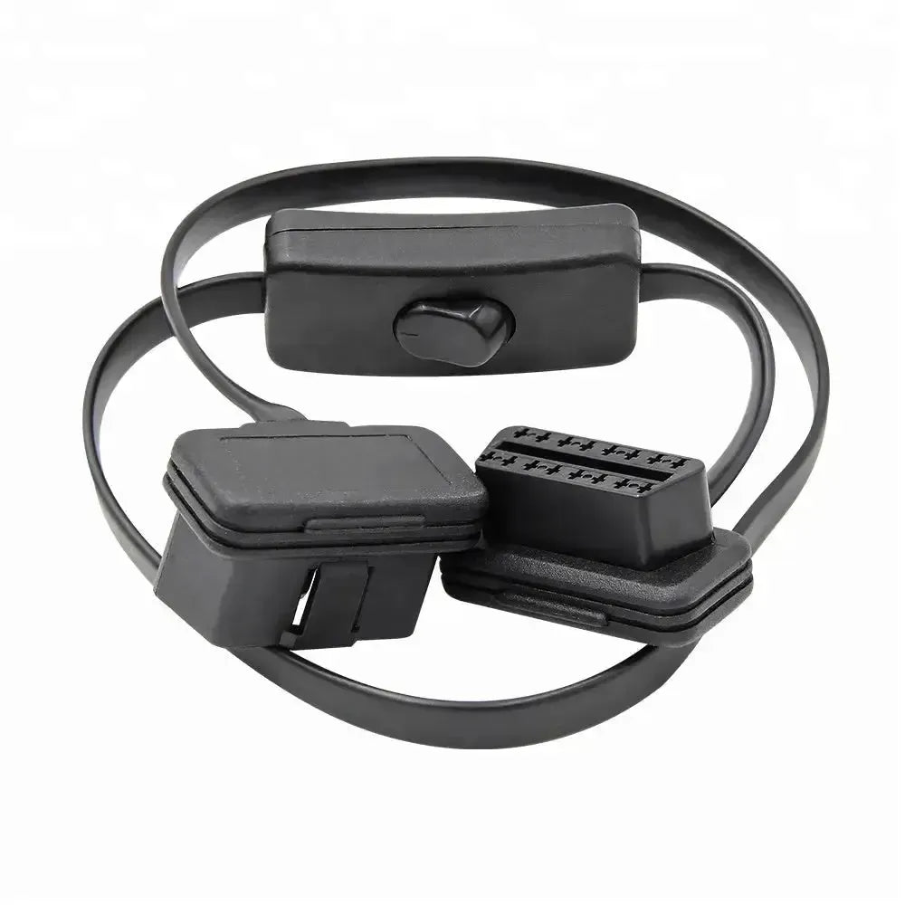 Universel (A0055) | Câble de rallonge plat OBD2 16 broches avec interrupteur (60 cm) | Interface
