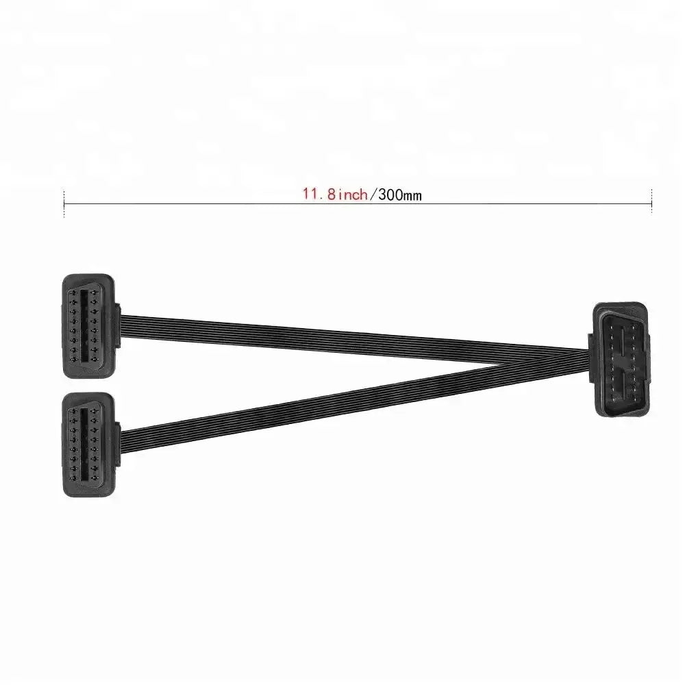 Câble de rallonge et répartiteur universel plat 16 broches OBD2 2 pièces (30 cm)